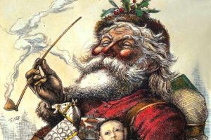 [http://www.utexas.edu/features/2010/12/06/christmas_america/ 'Santa's Portrait' byThomas Nast, published in Harper's Weekly, 1881]